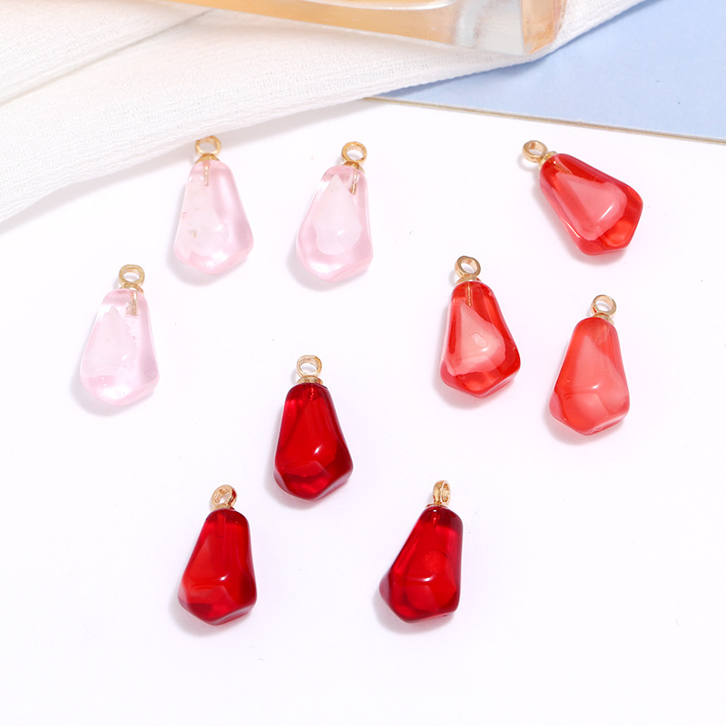 Resin Art Engagement - 10 個ザクロ種子樹脂ペンダントフルーツチャーム DIY イヤリングネックレスブレスレットジュエリーキーホルダー作成フルーツアクセサリー