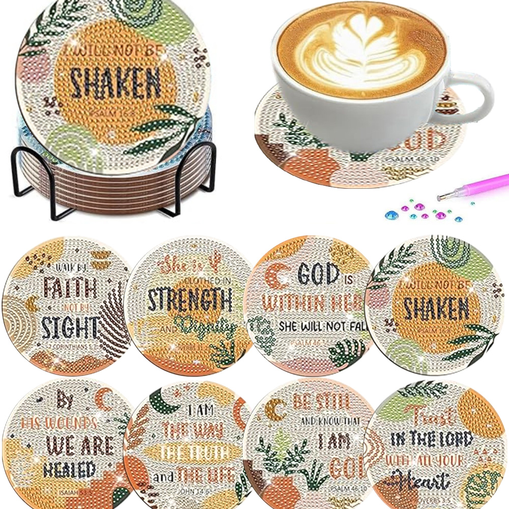 Resin Art Coasters - 8 ピース/セット ダイヤモンドペインティングコースター 小さな新鮮なデザイン、ベース付き DIY アート手作りクラフトキット