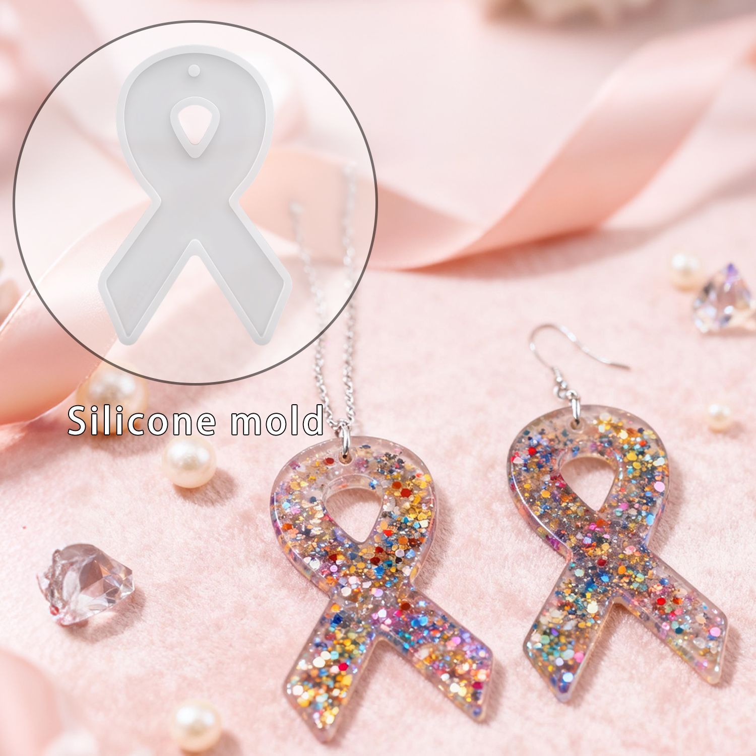 Resin Art Kit With Molds - DIYリボンイヤリング樹脂型、イヤリングペンダント型、キーホルダーシリコン型、クラフト装飾やギフト用