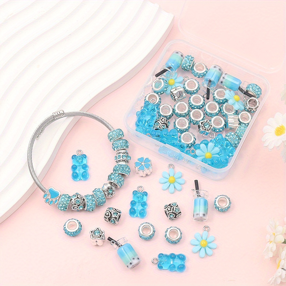 Resin Art Beach Theme - 62個の混合色ヨーロッパの大きな穴ビーズジュエリー作成キット、DIYブレスレットネックレス、ビーチパーティーの装飾アクセサリーにすることができます