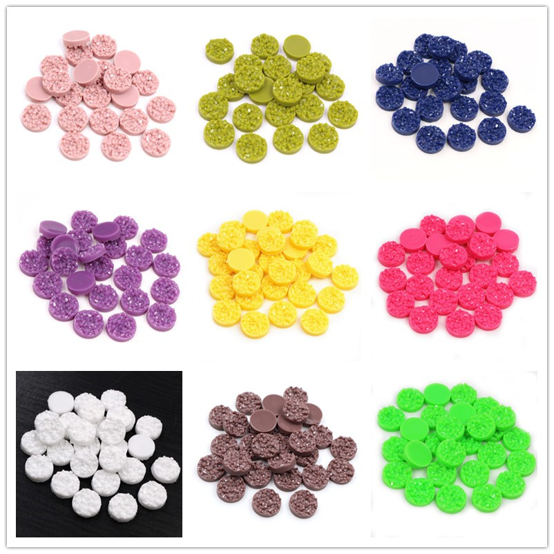 Resin Art Kits For Adults - 40 個樹脂 Druzy カボションドーム 8/10/12 ミリメートルフラットバックラウンドカボションイヤリングネックレス
