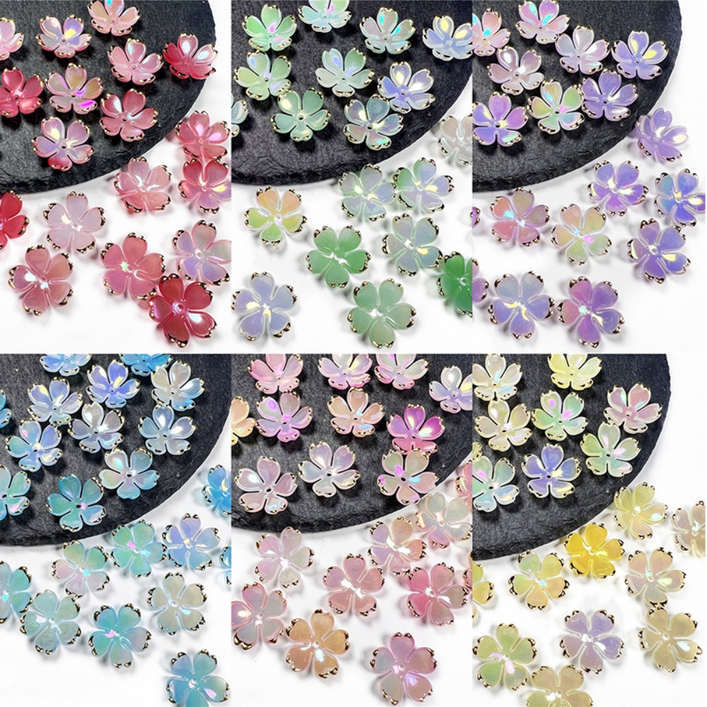 Resin Art Engagement - 50個/ロット 19mm アクリル製桜の花ビーズ 花びらチャーム コネクター DIY