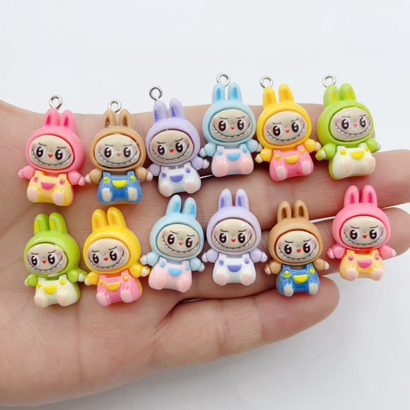 Resin Art Kits For Adults - 10 個かわいいウサギイチゴハウス樹脂チャーム素敵な漫画の動物ペンダントイヤリングキーホルダー DIY ジュエリーメイク用