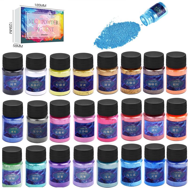 Resin Dye Opaque - 24色エポキシ樹脂染料雲母粉粉末顔料セット樹脂マイカ真珠光沢樹脂パール天然雲母着色剤樹脂