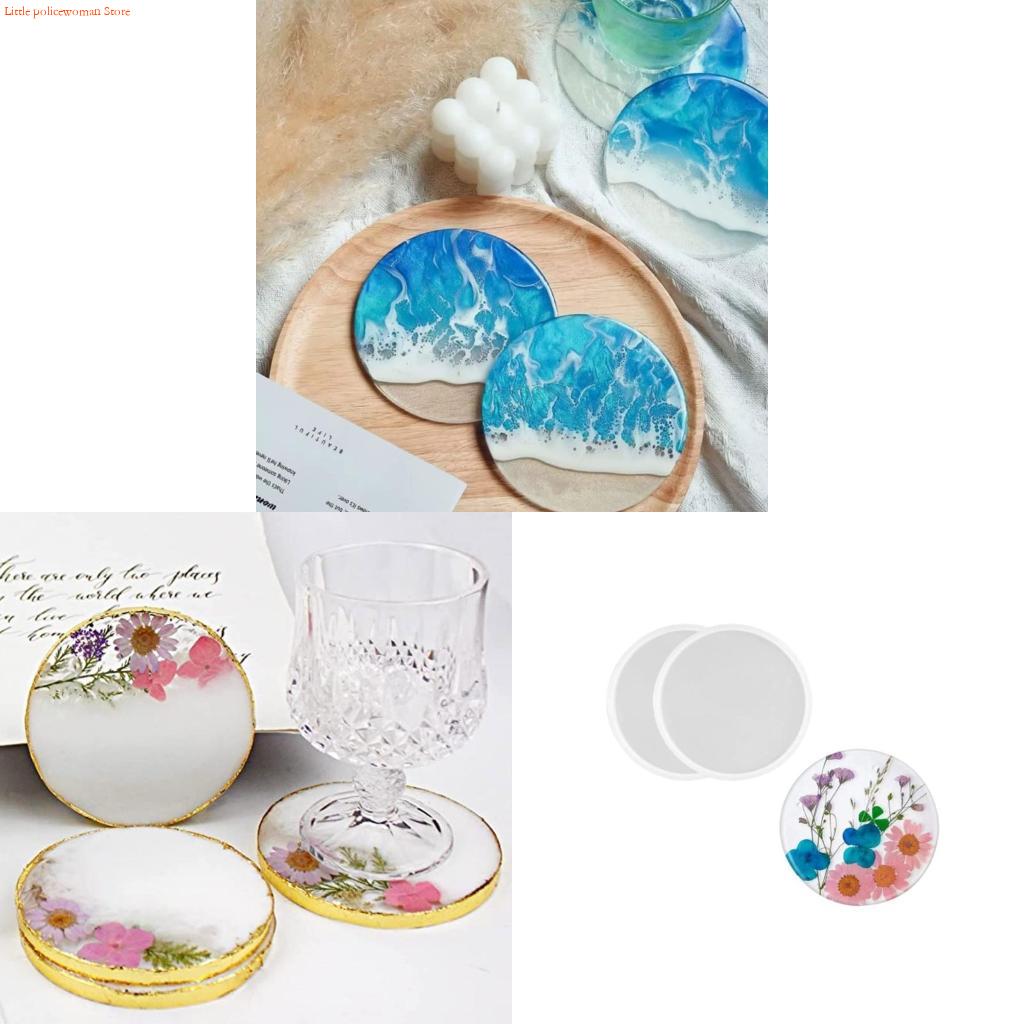 Resin Art Coasters - F92D 樹脂コースターモールド、エポキシ樹脂用ラウンドコースターモールド、シリコーンコースタートレイモールド