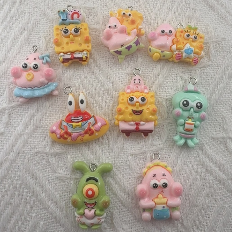 Resin Art Kits For Adults - 10個入り漫画風樹脂ペンダント、DIYジュエリー製作イヤリング、キーホルダーアクセサリー