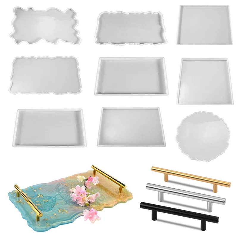 Resin Art Coasters - トレイエポキシ樹脂シリコンモールドDIY大型長方形ティープレートコースター樹脂モールド家の装飾クラフト製作アート用品