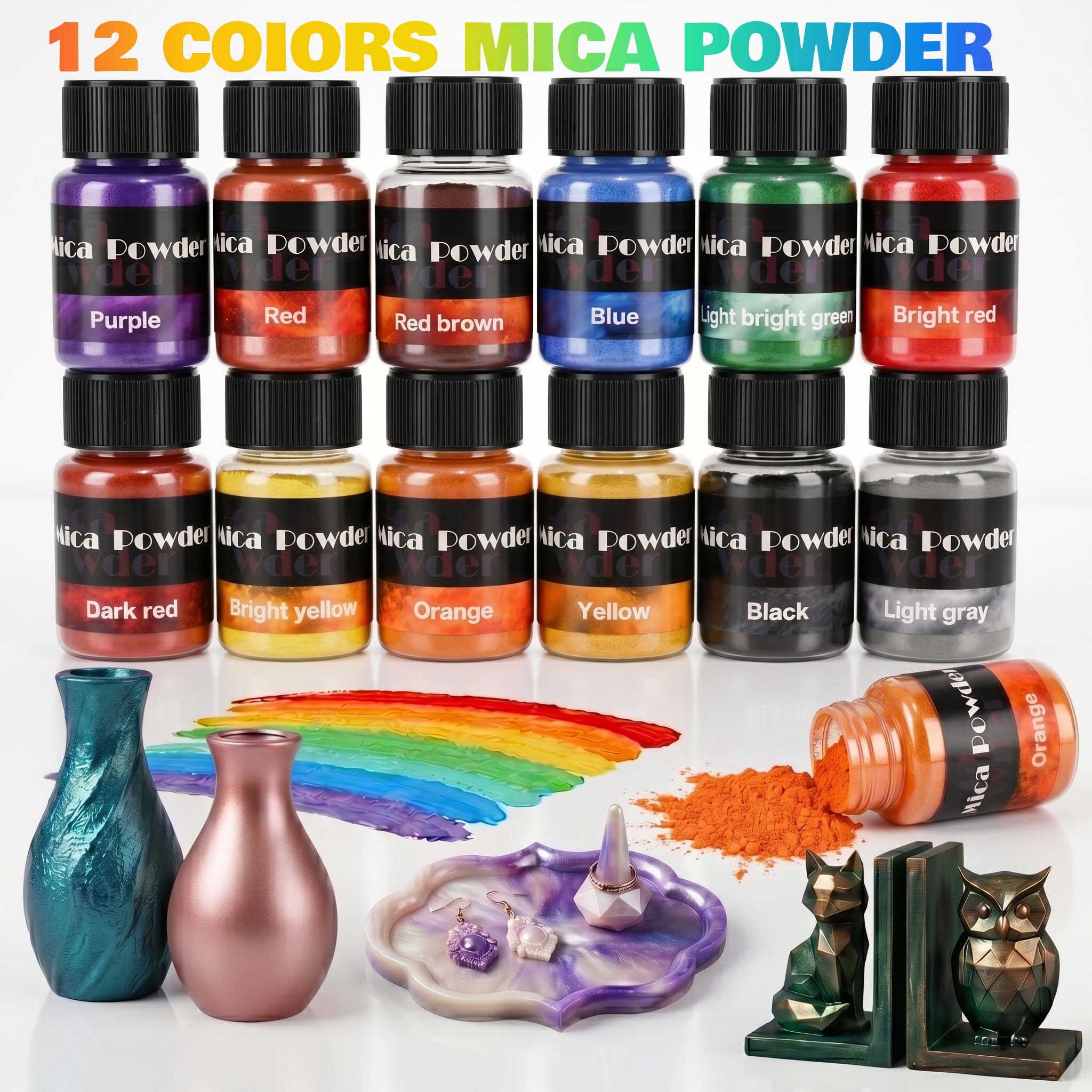 Pearl Powder Resin - 12 色の石膏顔料粉末染料 DIY クラフト樹脂コンクリートセメント石膏材料ジュエリー作成ツール