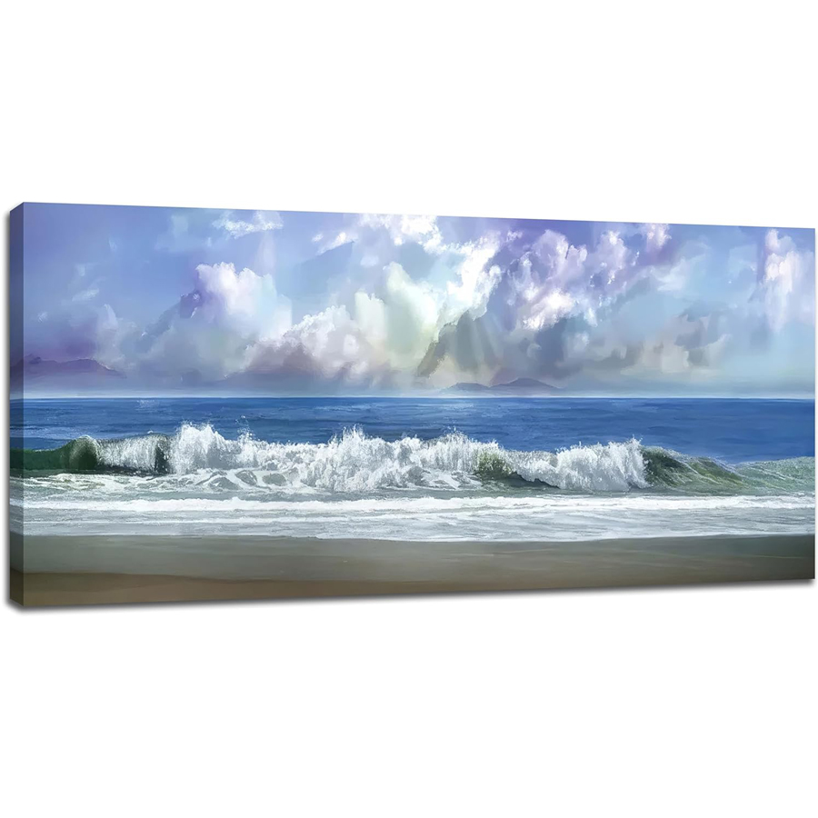 Resin Art Beach Theme - ブルーオーシャン ダイヤモンド刺繍 ウォールアート ビーチの絵 壁掛け用 ホワイトウェーブ