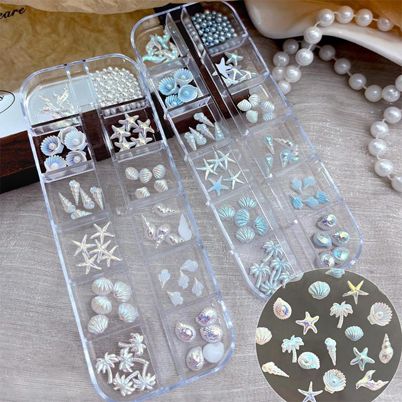 12グリッド3Dミックスオーシャンスタイルネイルアートチャー - Resin Art Beach Theme のレビューと価格