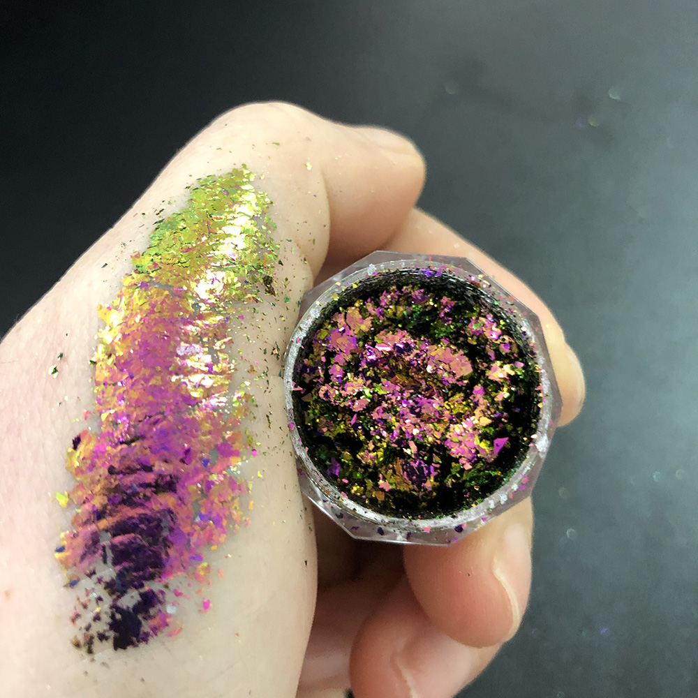 12 色カメレオン不規則なグリッターフレーク極薄ブロケードク - Pearl Powder Resin のレビューと価格