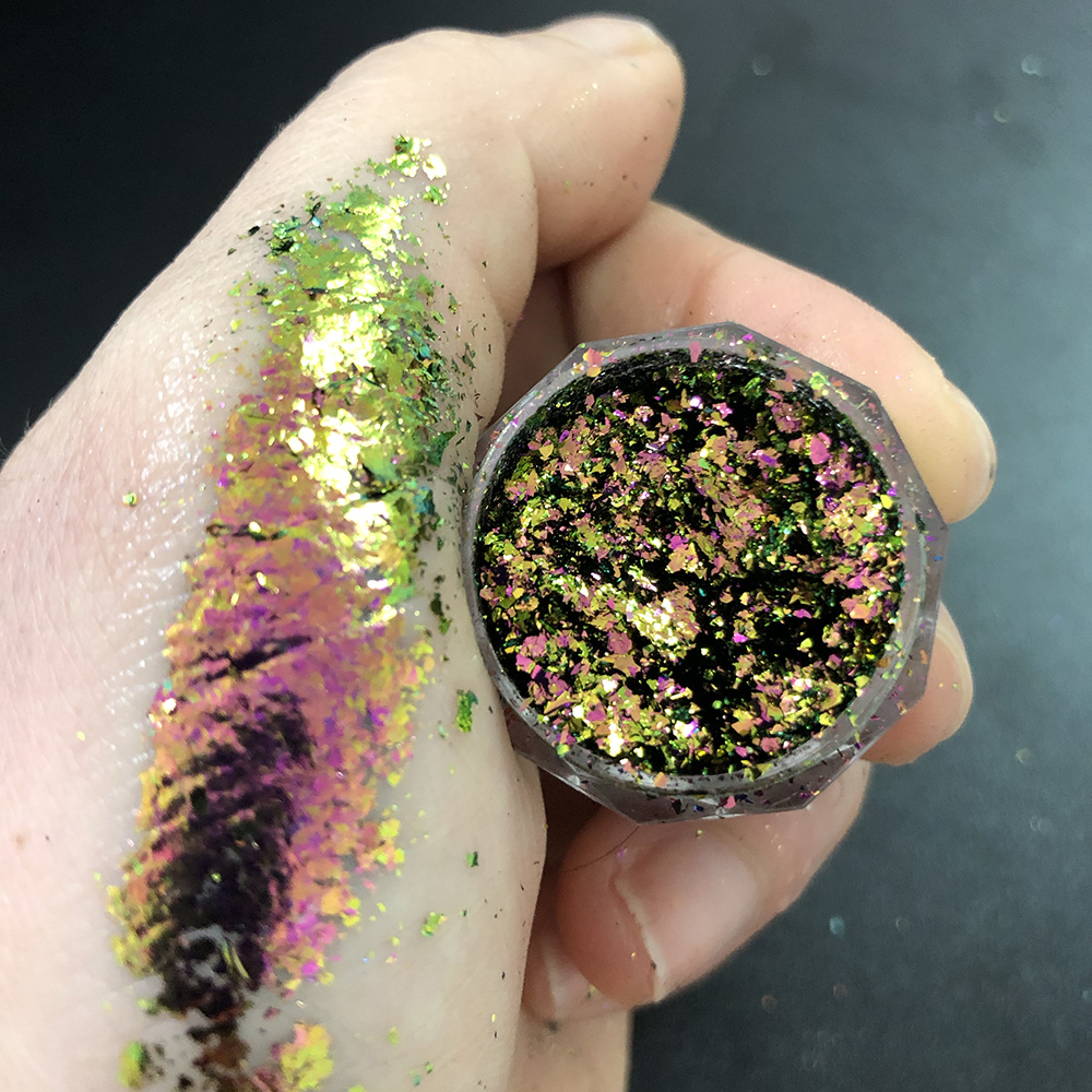 12 色カメレオン不規則なグリッターフレーク極薄ブロケードク - Pearl Powder Resin のレビューと価格