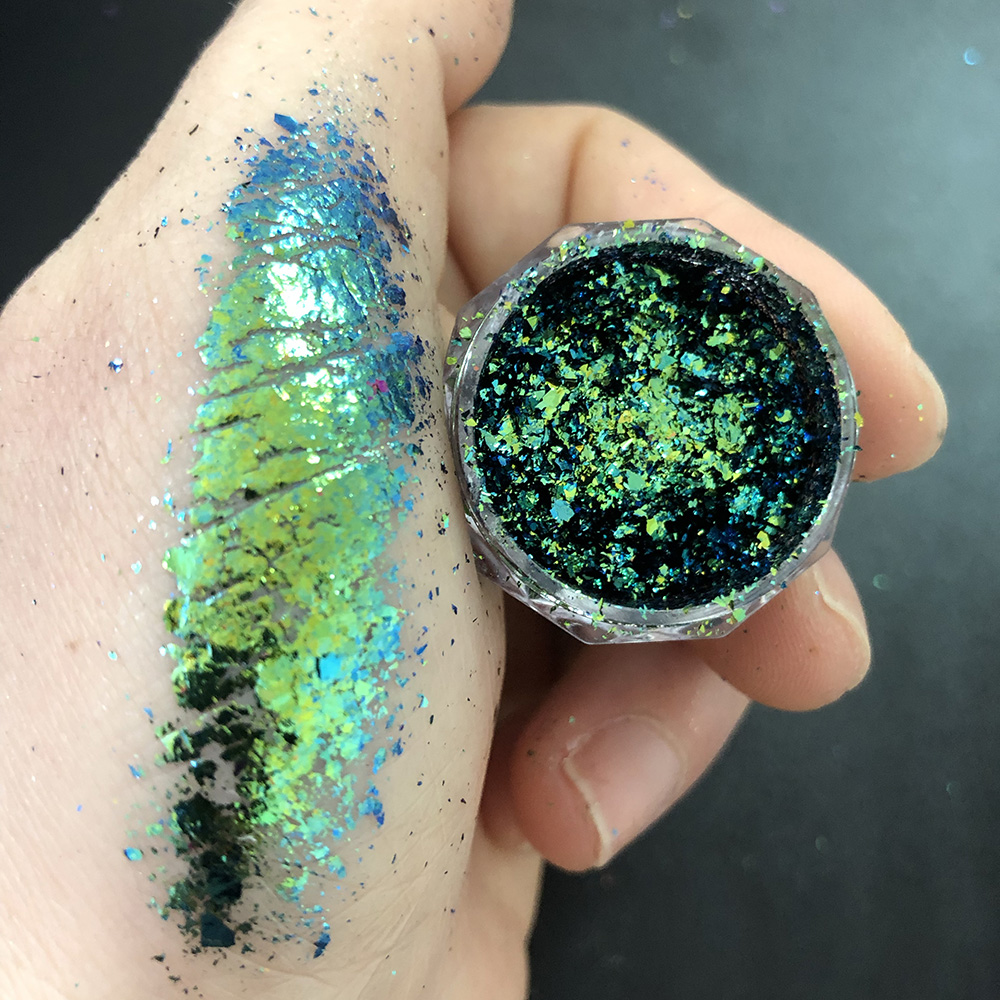 12 色カメレオン不規則なグリッターフレーク極薄ブロケードク - Pearl Powder Resin のレビューと価格