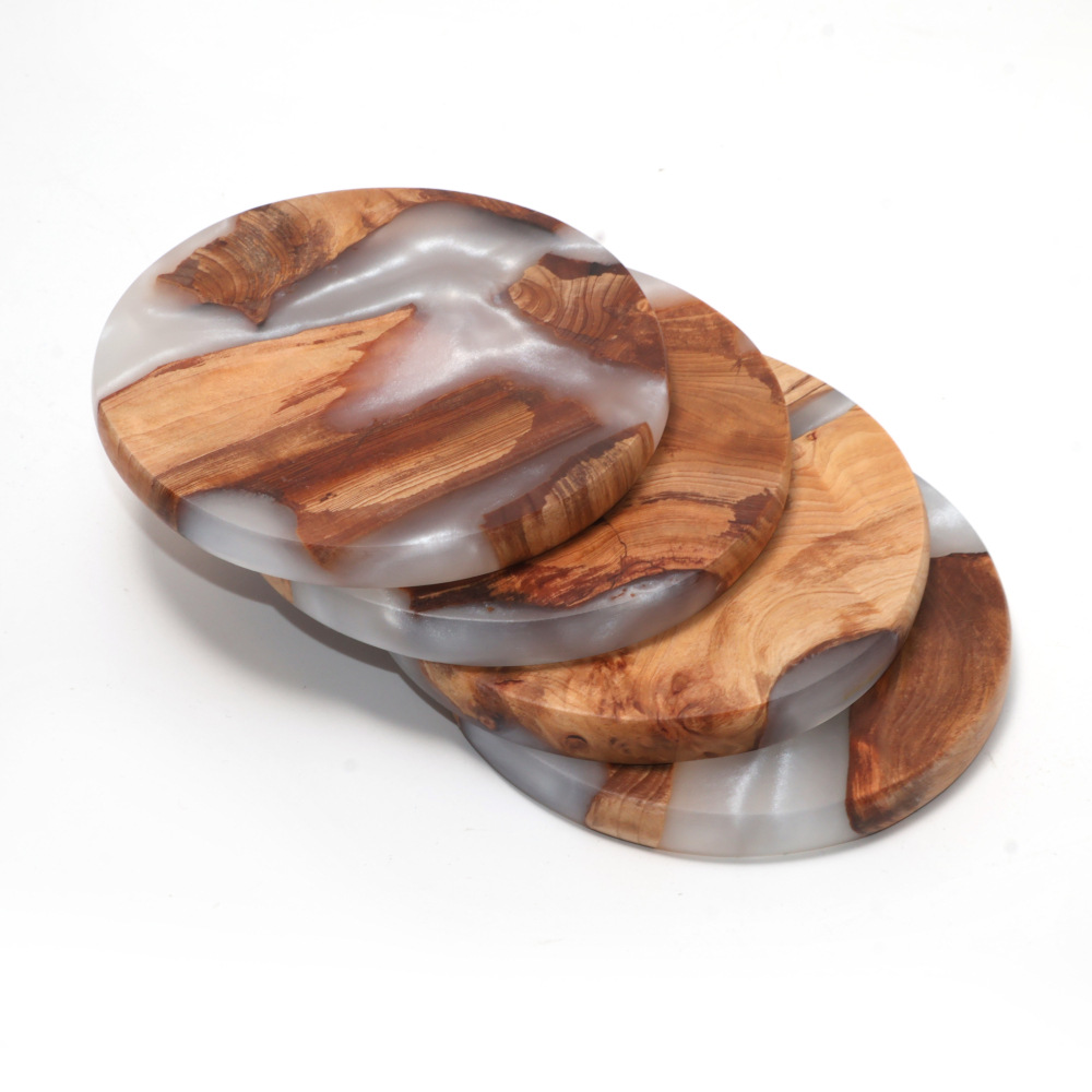 ドリンクコースターセット、木製バーコースター、コーヒーテーブ - Resin Art Coasters のレビューと価格