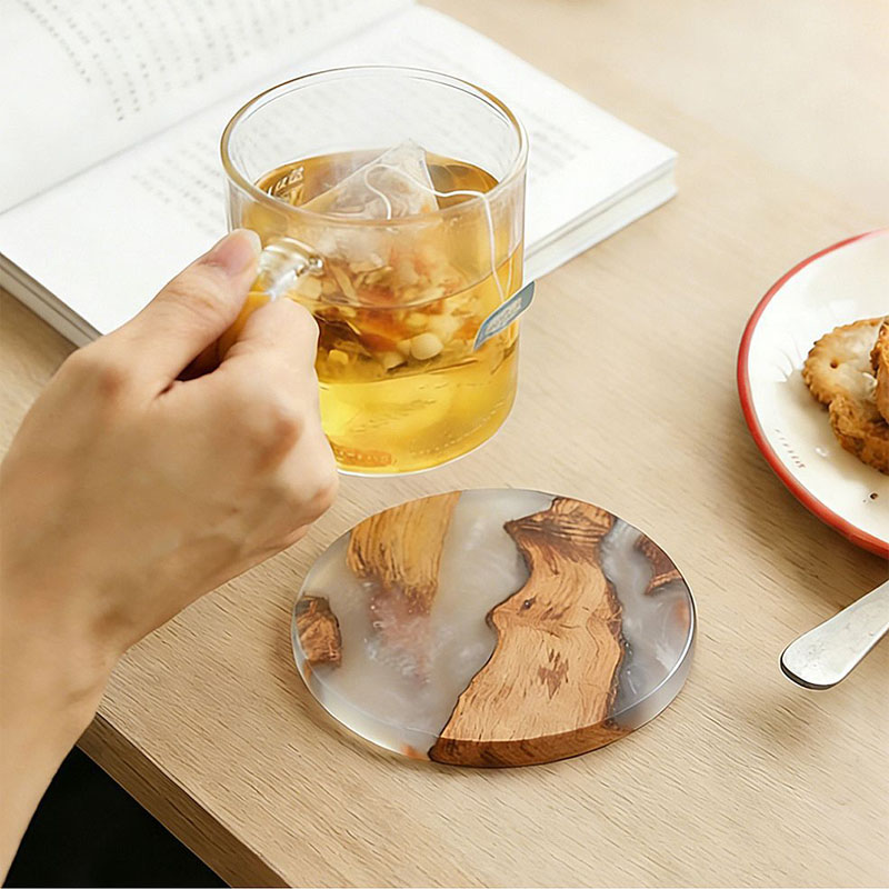 ドリンクコースターセット、木製バーコースター、コーヒーテーブ - Resin Art Coasters のレビューと価格