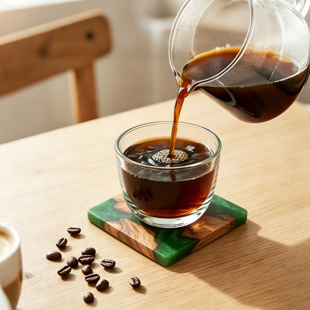 ドリンクコースターセット、木製バーコースター、コーヒーテーブ - Resin Art Coasters のレビューと価格