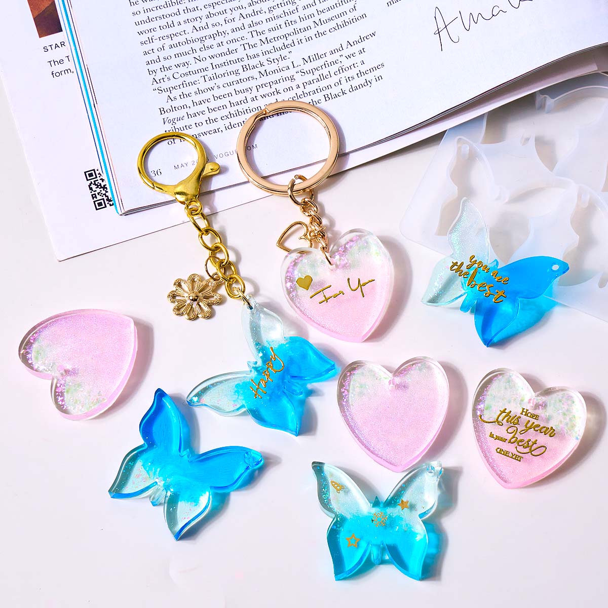 6穴付きイヤリングシリコンモールドDIYハート蝶形エポキシ樹 - Resin Art Kit With Molds のレビューと価格