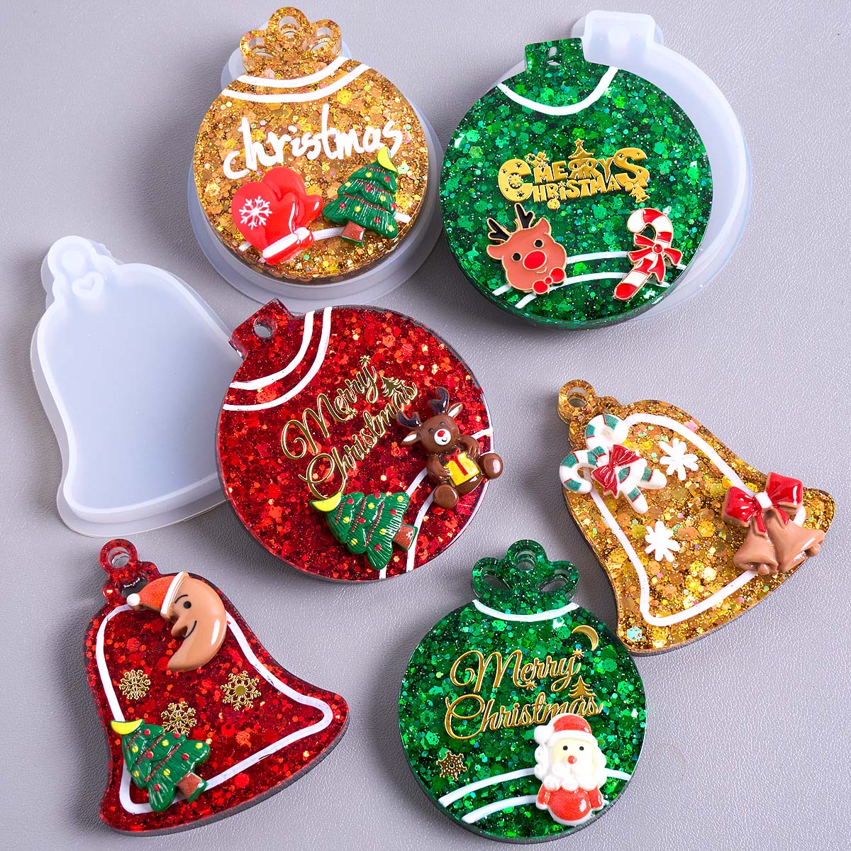 クリスマスタグペンダントシリコンモールドDIY手作りラウンド - Resin Art Kit With Molds のレビューと価格