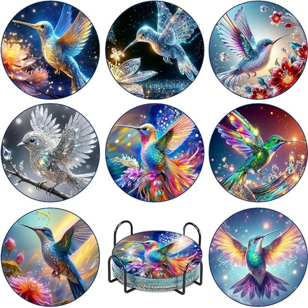ダイヤモンドアートペインティングコースター8枚（ブラケット付 - Resin Art Coasters のレビューと価格