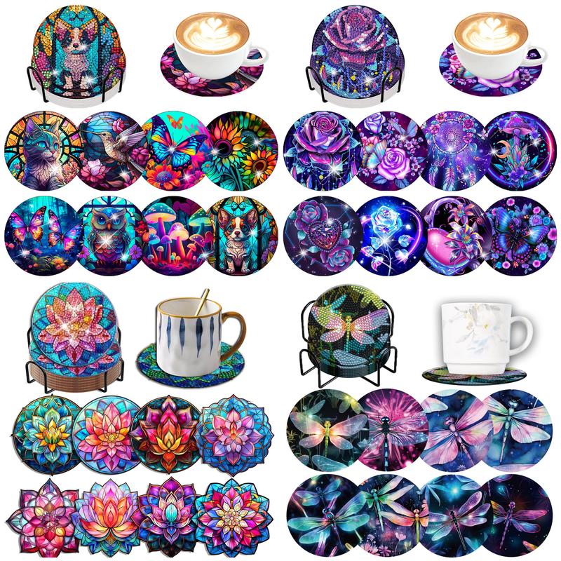 8 ピース/セット DIY ダイヤモンド塗装コースター ホル - Resin Art Coasters のレビューと価格