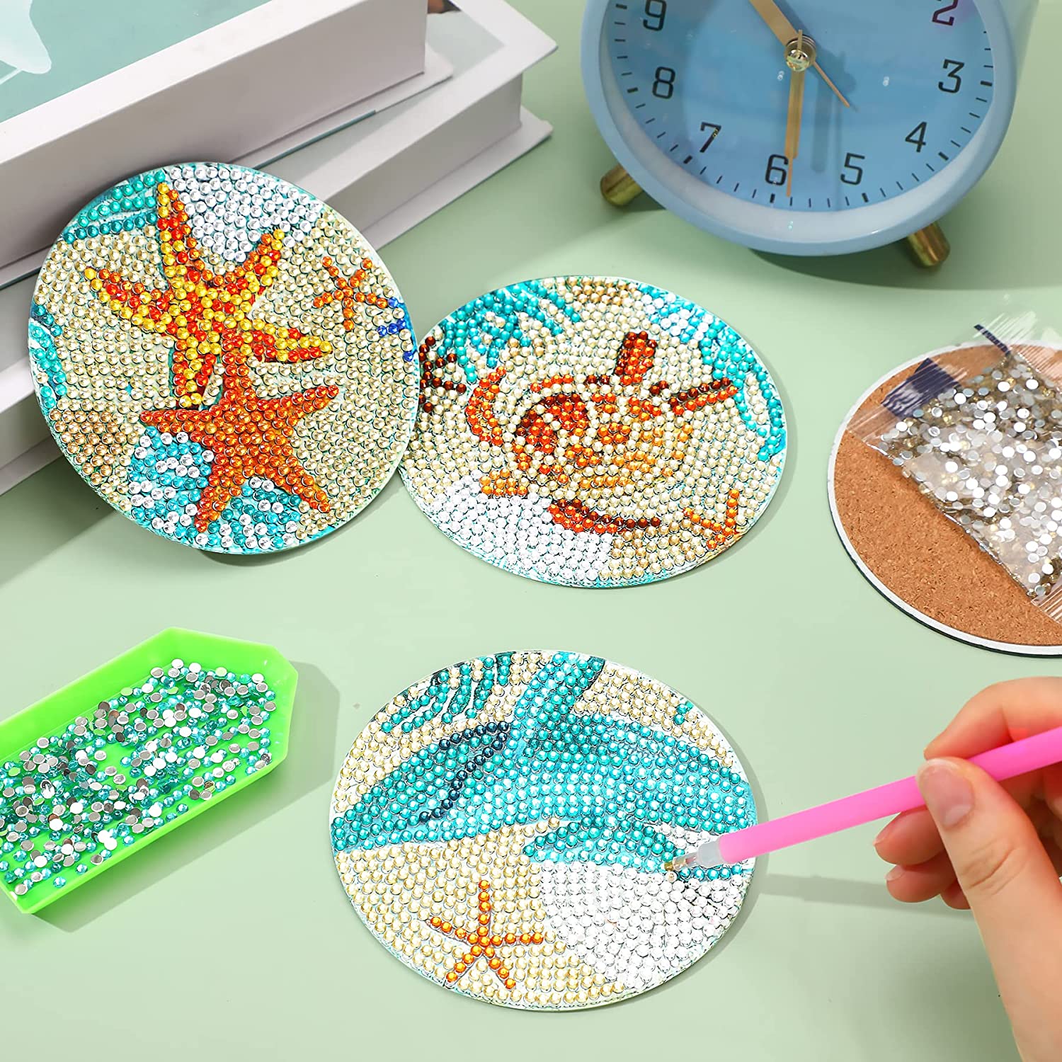 8 ピース/セット DIY ダイヤモンド塗装コースター ホル - Resin Art Coasters のレビューと価格