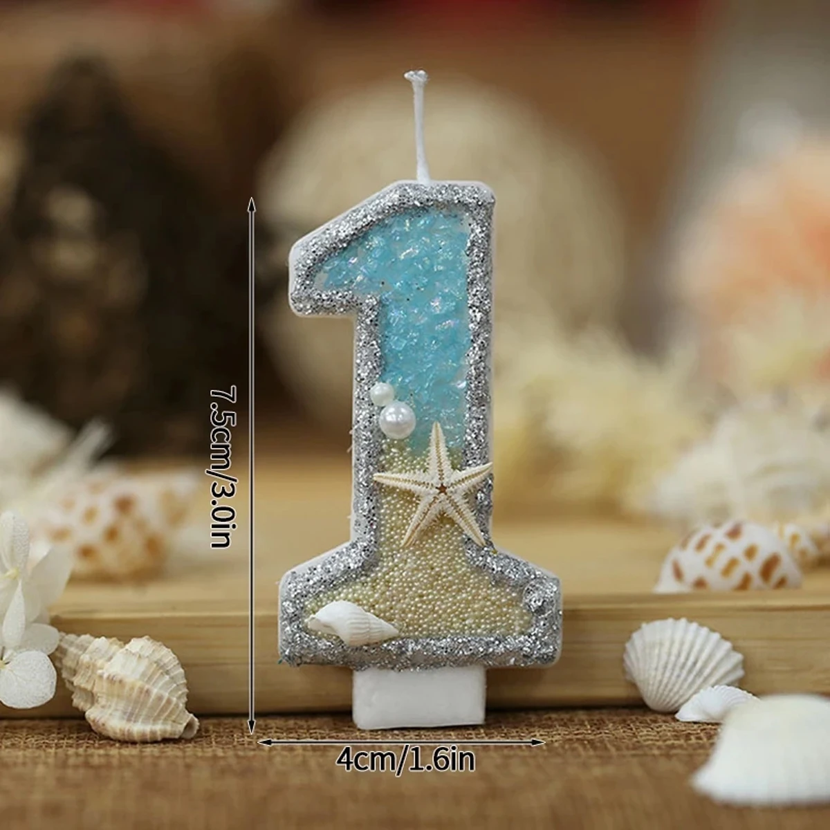 0-9 番号グリッターキャンドルサマービーチヒトデ誕生日ケー - Resin Art Beach Theme のレビューと価格