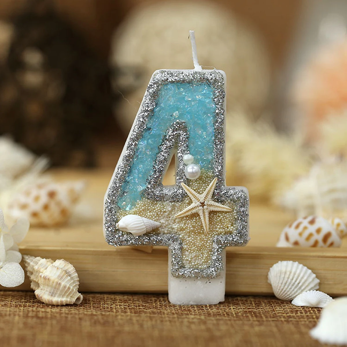 0-9 番号グリッターキャンドルサマービーチヒトデ誕生日ケー - Resin Art Beach Theme のレビューと価格