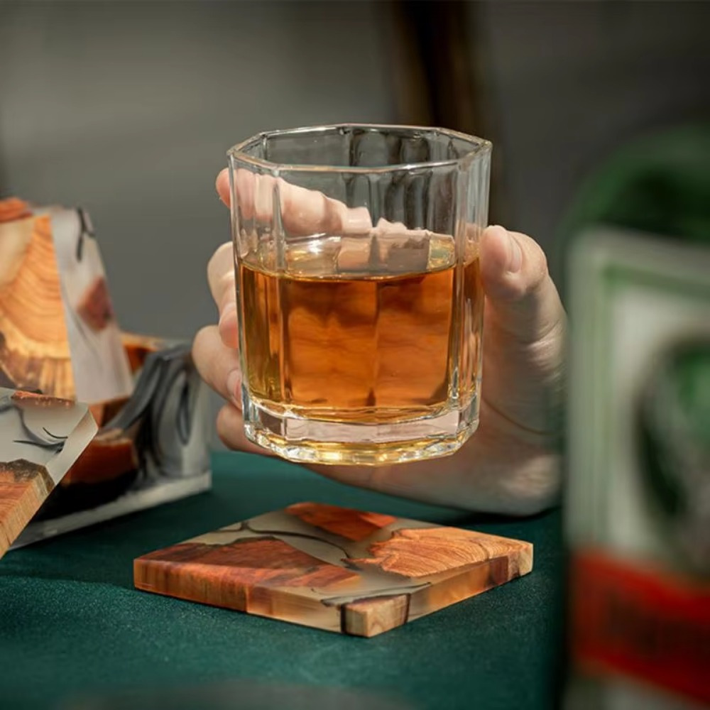 木製樹脂コースターカップクッション,四角い滑り止めマット,和 - Resin Art Coasters のレビューと価格