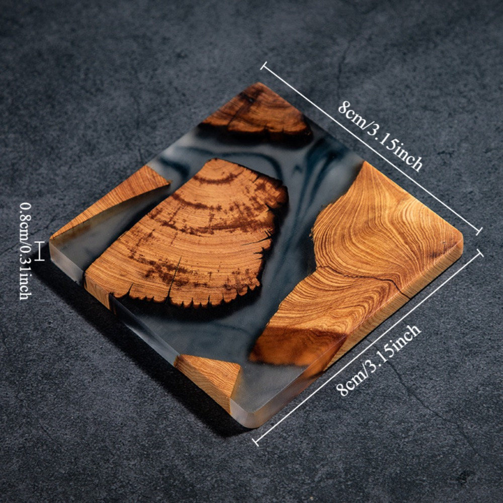 木製樹脂コースターカップクッション,四角い滑り止めマット,和 - Resin Art Coasters のレビューと価格