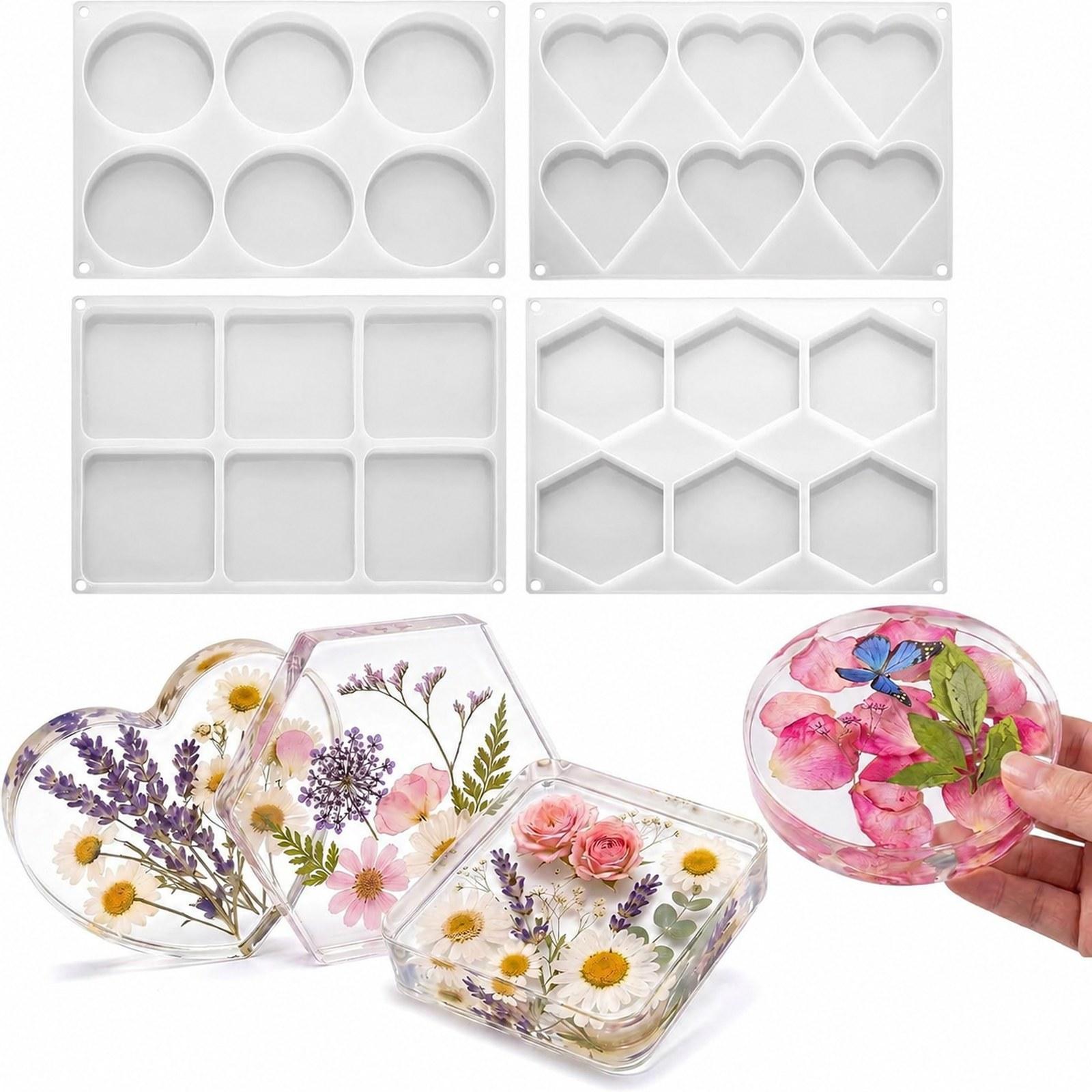 4個入り 深型レジンコースターモールド レジンエポキシDIY - Resin Art Coasters のレビューと価格