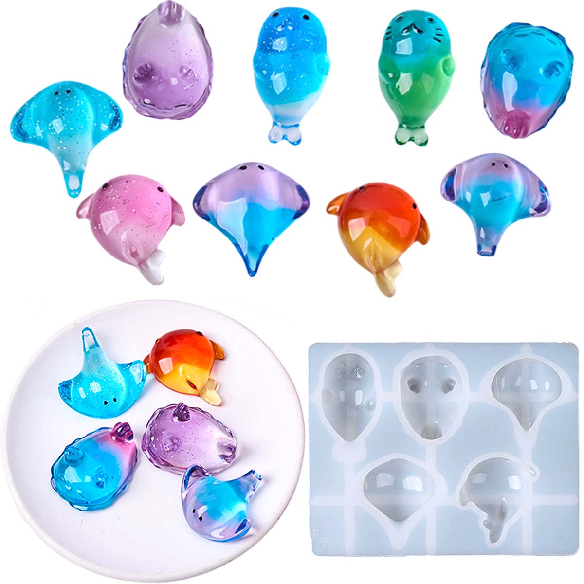 3Dヒーリング可愛いマンタ鯨シリコンモールドDIYキーホルダ - Silicone Mold Ocean のレビューと価格