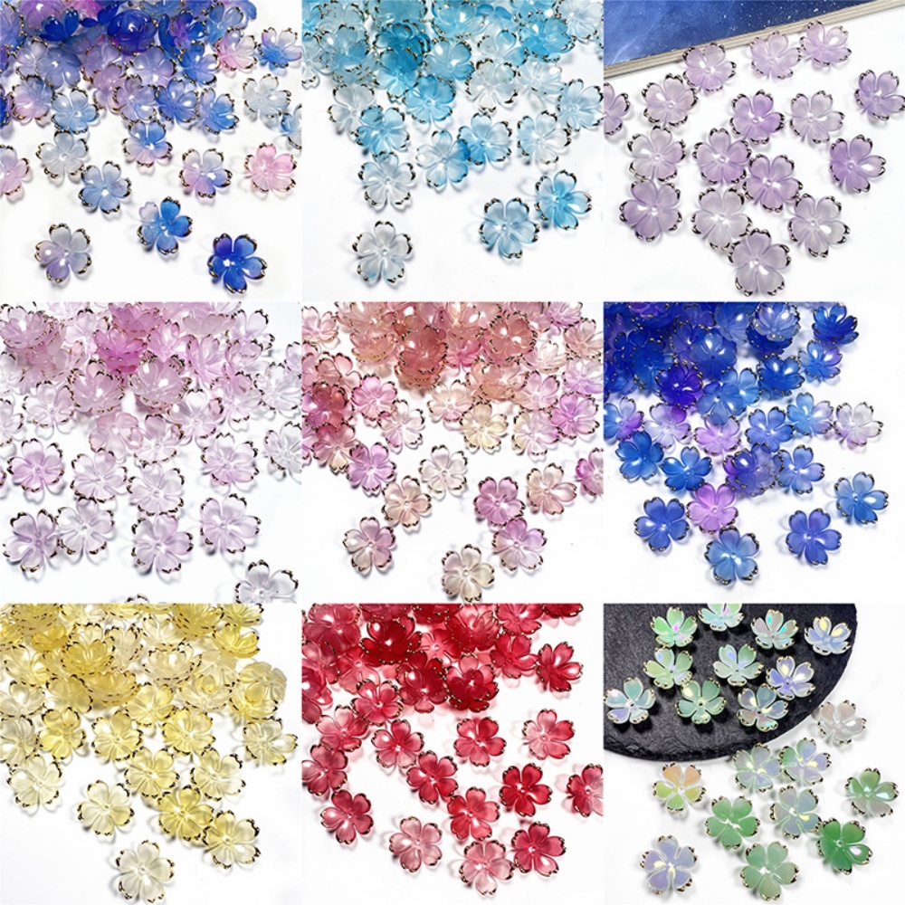 50個/ロット 19mm アクリル製桜の花ビーズ 花びらチャ - Resin Art Engagement のレビューと価格