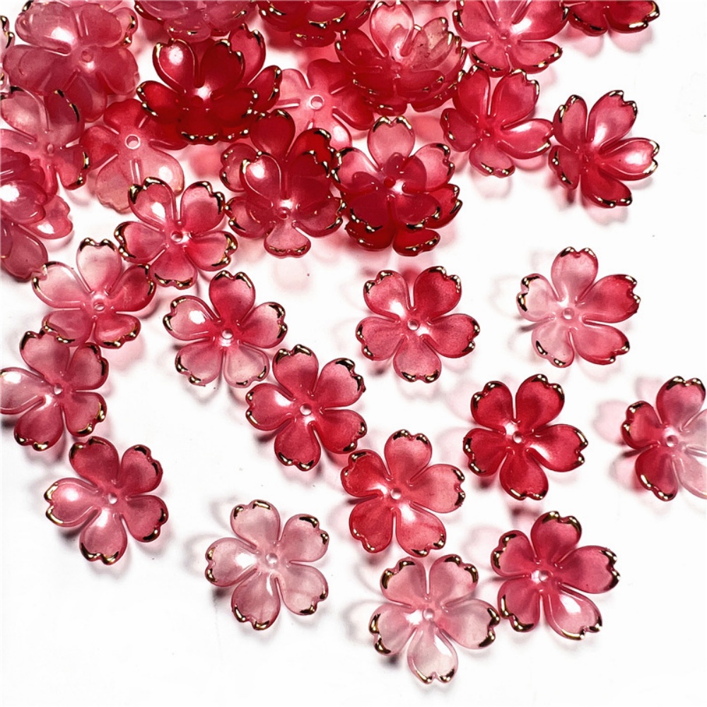 50個/ロット 19mm アクリル製桜の花ビーズ 花びらチャ - Resin Art Engagement のレビューと価格