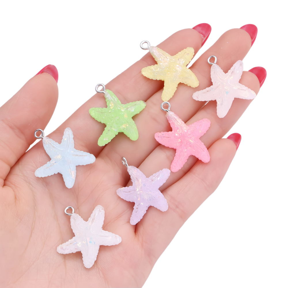 10 個のカラフルな樹脂ヒトデチャーム女性のための DIY  - Resin Art Beach Theme のレビューと価格