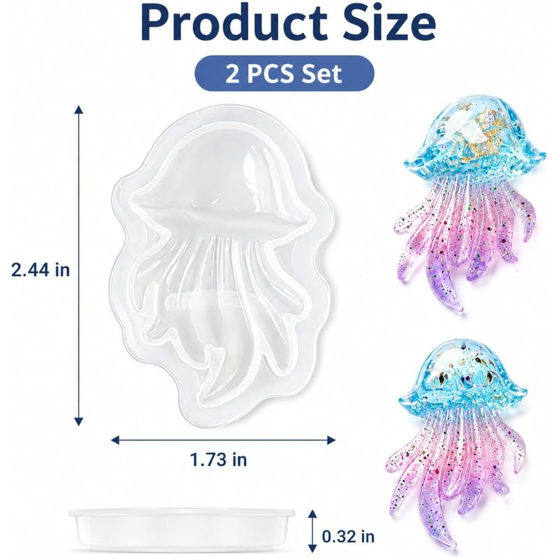 クラゲ樹脂型2セット、海洋シリコンペンダント型、エポキシ樹脂 - Silicone Mold Ocean のレビューと価格