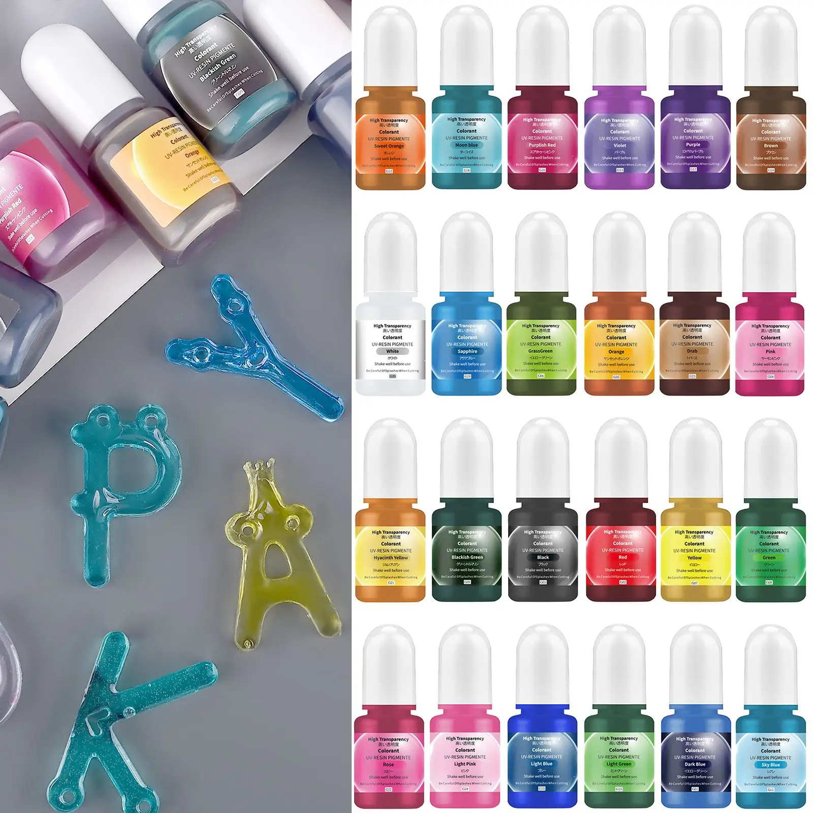 24色 5ml エポキシ樹脂顔料 透明 無毒 ABエポキシ樹 - Resin Dye Opaque のレビューと価格