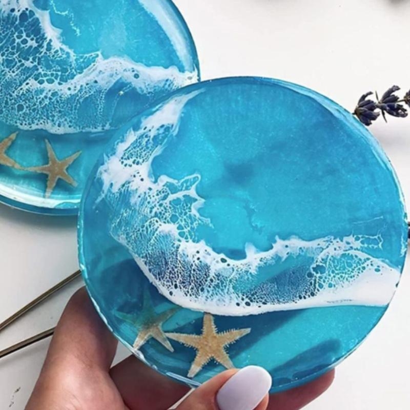 F92D 樹脂コースターモールド、エポキシ樹脂用ラウンドコー - Resin Art Coasters のレビューと価格