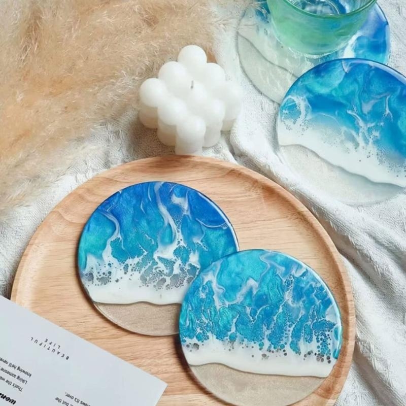 F92D 樹脂コースターモールド、エポキシ樹脂用ラウンドコー - Resin Art Coasters のレビューと価格