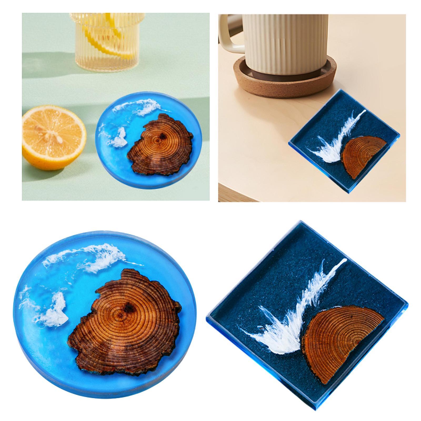 6 個のエポキシコースター木製コースターセットテーブル装飾ア - Resin Art Coasters のレビューと価格