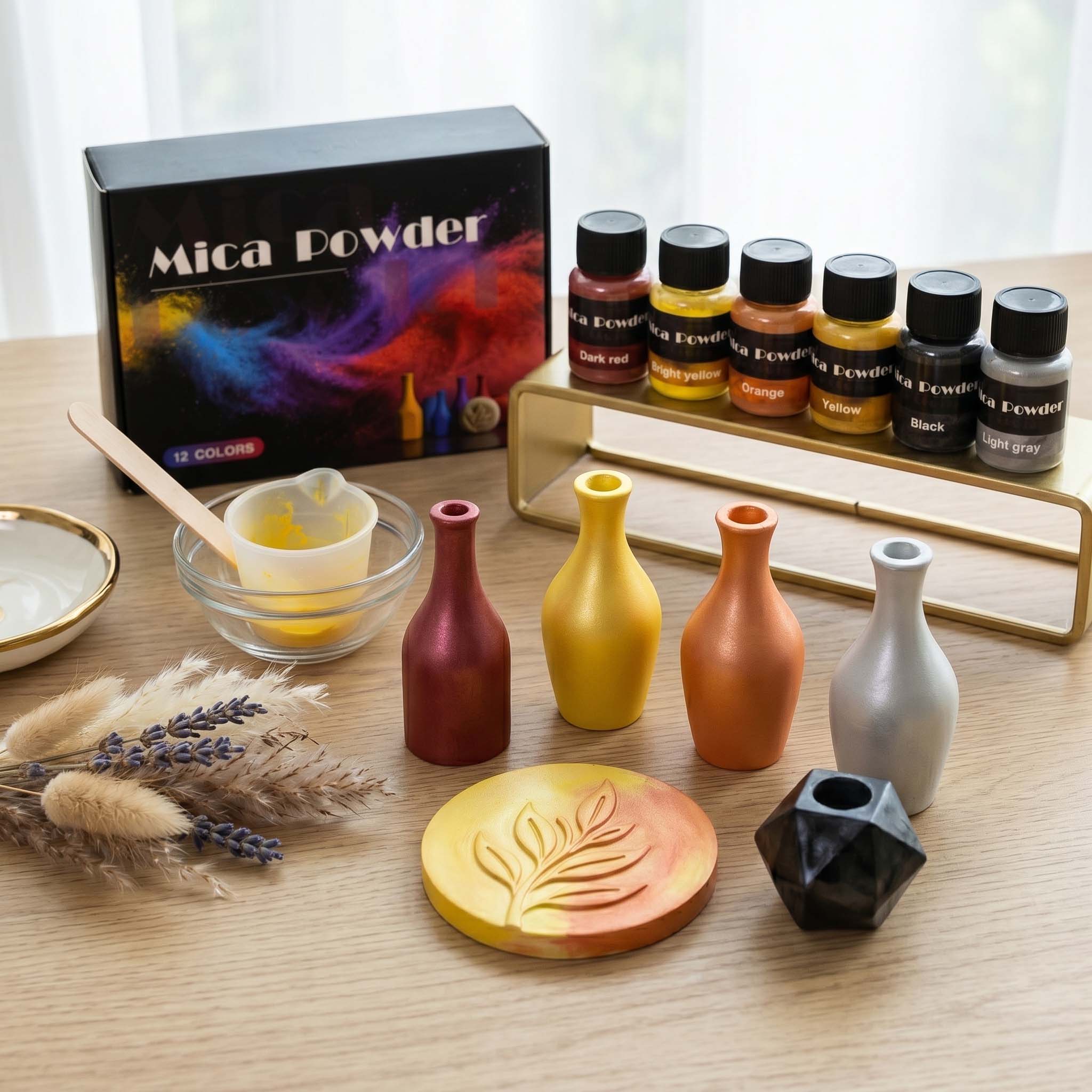 12 色の石膏顔料粉末染料 DIY クラフト樹脂コンクリート - Pearl Powder Resin のレビューと価格