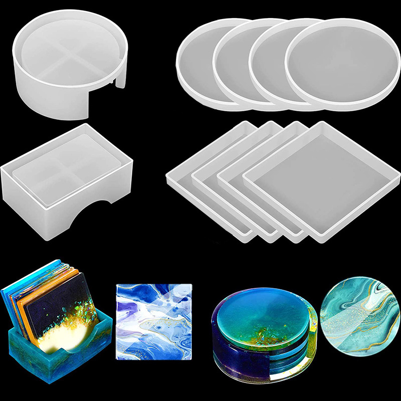 ラウンドおよびスクエアコースター,シリコン型,日曜大工,コー - Resin Art Coasters のレビューと価格