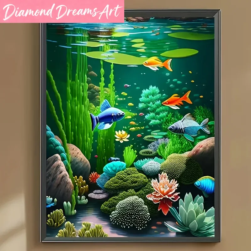 フレームレス、ダイヤモンドアート絵画、水中世界、フルダイヤモ - Resin Art World のレビューと価格